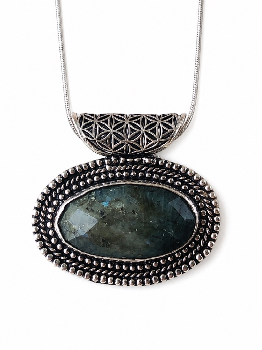 Genuine Labradorite Silver Necklace